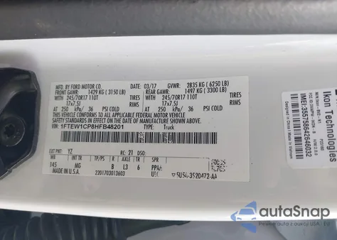 2017 Ford F-150 Xlt from USA, damaged, VIN 1FTEW1CP8HFB48201